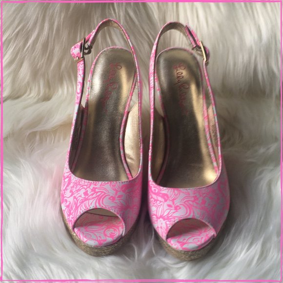 LILLY PULITZER PINK KRISIE WEDGE - NWOT! - Picture 3 of 10